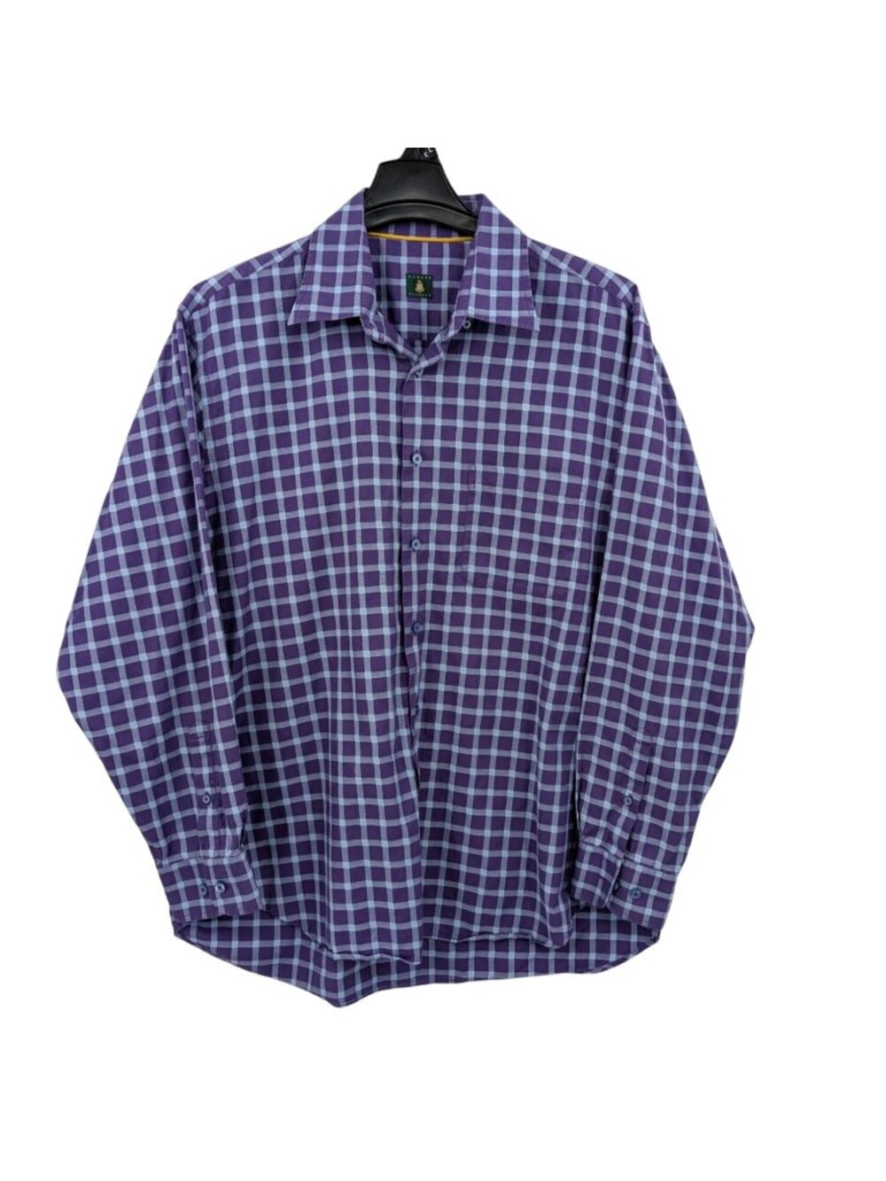 Robert Talbott Windowpane Plaid Button Up Shirt Long Sleeve Office Career XLarge